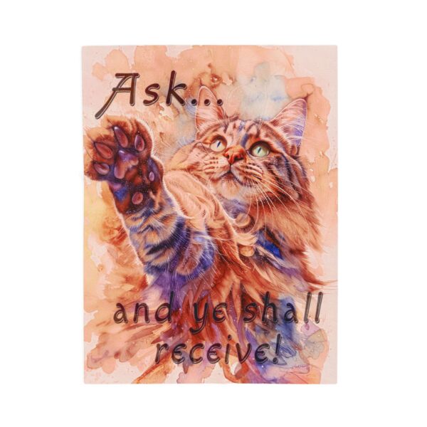Our "Ask ...and ye shall receive" Matt 7:7 featuring a Maine Coon Cat asking for a treat! Inspirational Velveteen Plush Throw Blanket. Cozy Faith Home Decor Bedding - Image 5