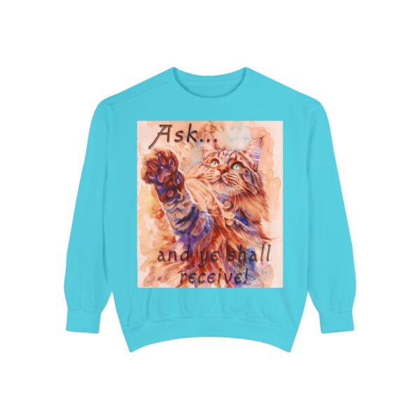 Sweatshirt Unisex Inspirational-With our "Ask ...and ye shall receive" Matt 7:7 featuring a Maine Coon Cat asking for a Treat! Jumper, Pullover - Image 17