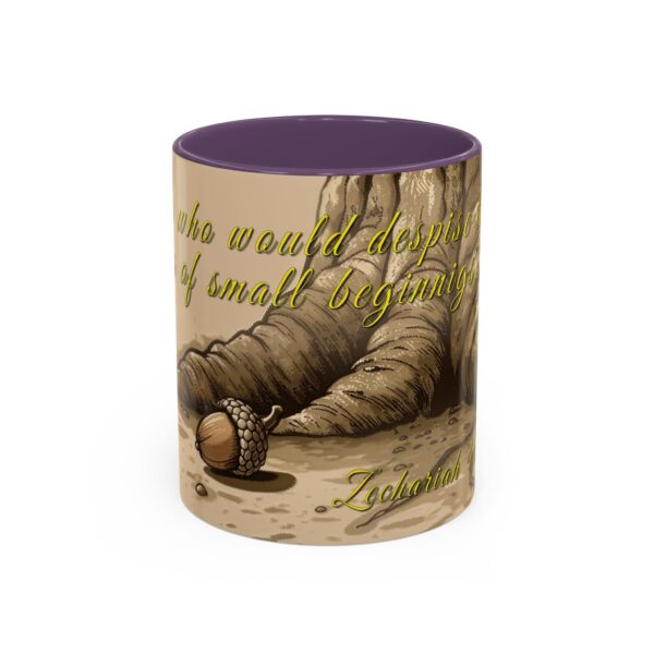 Our inspirational  'Day of Small Beginnings' from Zech 4:10 Ceramic Accent Coffee Mug Design is Perfect for Wedding Gifts, Inspirational Decor - Image 45