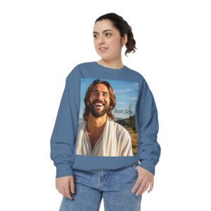 Sweatshirt Unisex with our inspirational  "Just Jesus" Design!! Faith Apparel Gospel Fashion Jumper, Pullover