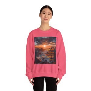 Crewneck Sweatshirt-with our inspirational "His splendor was like the sunrise" design with a quote from Habakkuk 3:3-4!Vintage Inspired Faith Apparel, Gospel Fashion Unisex Heavy