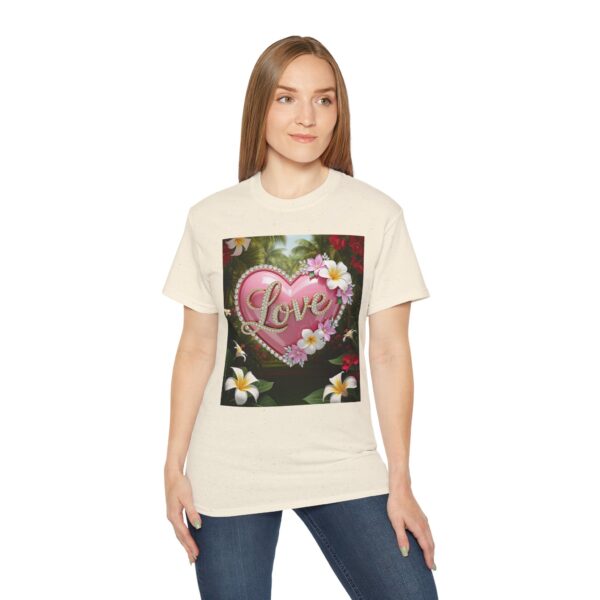 Our inspirational "Love" 'Solid Pink Heart' Design! on a Christian Unisex Cotton T-Shirt, Faith Spiritual Apparel, Love Gift - Image 7