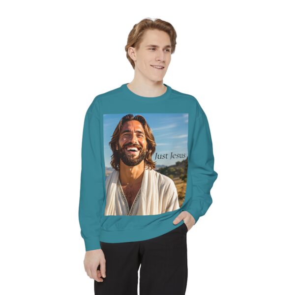 Sweatshirt Unisex with our inspirational  "Just Jesus" Design!! Faith Apparel Gospel Fashion Jumper, Pullover - Image 25