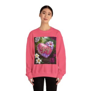 Crewneck Sweatshirt-with our inspirational "Joy" 'Solid Pink Heart' Design!! Vintage Inspired Faith Apparel, Gospel Fashion Unisex Heavy