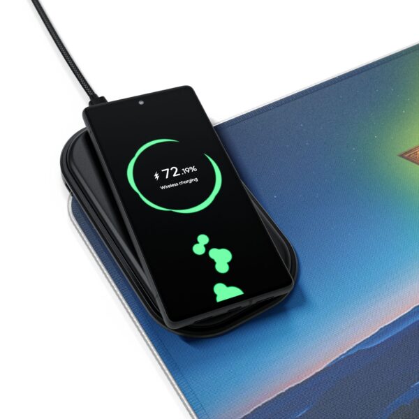 LED + Wireless Charger Gaming Mouse Pad with 'Star of David over Israel' Design, Gaming Desk Accessory, Tech Gift, Home Office Gamer Essentials - Image 3