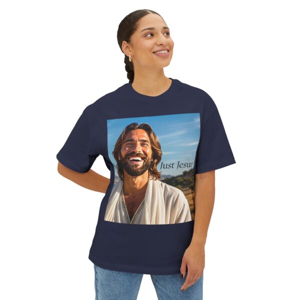 Our inspirational "Just Jesus" Design!! on a Unisex Oversized Box Tshirt, Religious Graphic Top, Bible Verse Apparel - Image 18