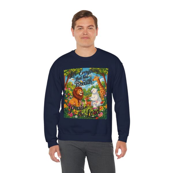 Crewneck Sweatshirt with our inspirational "Let Everything that has Breath Praise the Lord!" Design! Vintage Inspired Faith Apparel, Gospel Fashion Unisex Heavy - Image 18