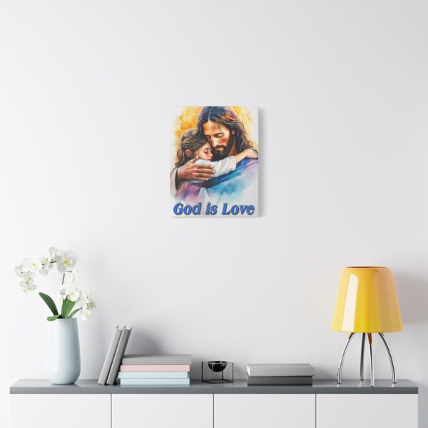 Inspirational Wall Art Canvas, "God is Love" Jesus hugging a small girl! Christian Home Decor, Uplifting Religious Gift, Faith-Based Artwork - Image 8