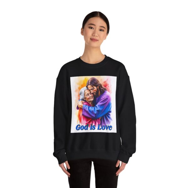 Crewneck Sweatshirt with our "God is Love" series with Jesus hugging Grandmother! Inspirational Biblical, Vintage Inspired, Gift - Image 13