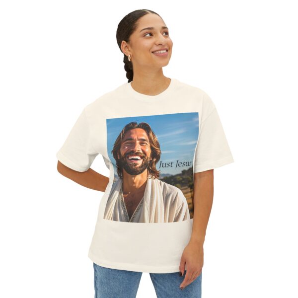 Our inspirational "Just Jesus" Design!! on a Unisex Oversized Box Tshirt, Religious Graphic Top, Bible Verse Apparel - Image 8