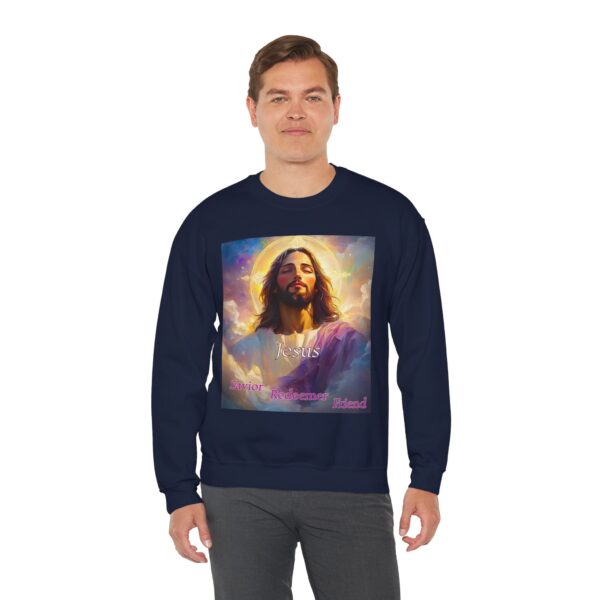 Crewneck Sweatshirt-with our inspirational 'Jesus: Savior Redeemer Friend' Design! Vintage Inspired Faith Apparel, Gospel Fashion Unisex Heavy - Image 18