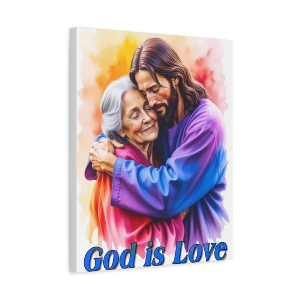 Inspirational Wall Art Canvas, "God is Love" Jesus hugging Grandmother, Christian Home Decor, Uplifting Religious Gift, Faith-Based Artwork - Image 7