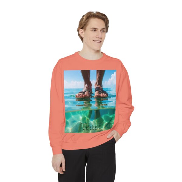 Sweatshirt Unisex Inspirational "Trust"-Walk on Water Design, Christian Apparel, Faith-Based Comfort, Religious Jumper, Gift for Believers - Image 6