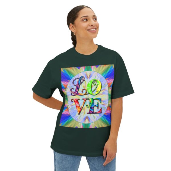 Our "Love" 'kaleidoscope' design on a Unisex Tee, Inspirational Oversized Box Tshirt, Religious Graphic Top, Travel Bible Verse Apparel - Image 14