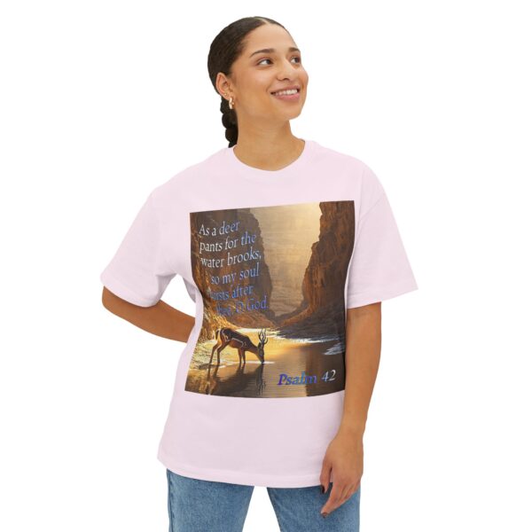 Psalm 42 Deer Panting Unisex Tee, Inspirational Israel Shirt, Oversized Box Tshirt, Religious Graphic Top, Travel Bible Verse Apparel - Image 4