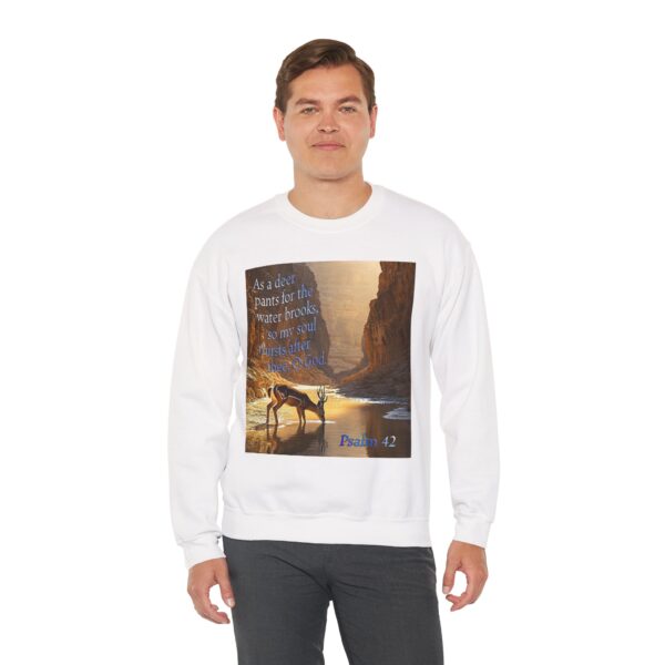 Crewneck Sweatshirt-with our inspirational Psalm 42 'As a Deer Pants' design! Vintage Inspired Faith Apparel, Gospel Fashion Unisex Heavy