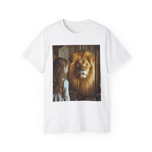 Our 'Lion in the Mirror' Inspirational Design Christian Faith Apparel Unisex Cotton T-Shirt Vintage, Lion of Judah and Aslan-Inspired Gift - Image 3
