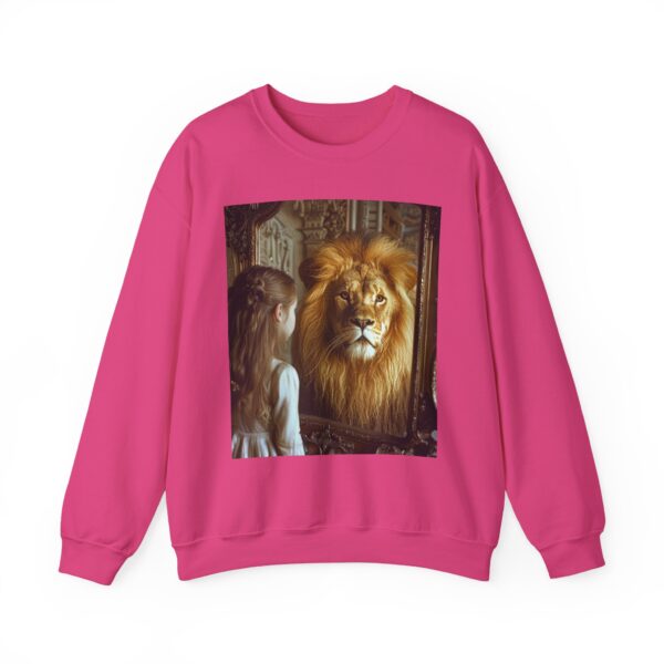 Crewneck Sweatshirt with our 'Lion in the Mirror' Inspirational design! Inspirational Biblical, Vintage, Lion of Judah and Aslan-Inspired Gift - Image 23