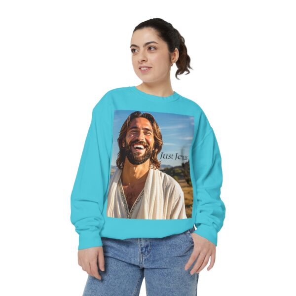 Sweatshirt Unisex with our inspirational  "Just Jesus" Design!! Faith Apparel Gospel Fashion Jumper, Pullover - Image 27