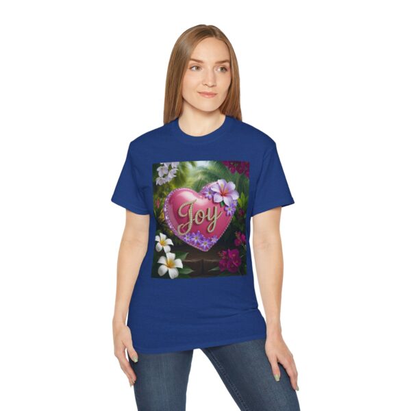 Our inspirational "Joy" 'Solid Pink Heart' Design! on a Christian Unisex Cotton T-Shirt, Faith Spiritual Apparel, Love Gift - Image 22