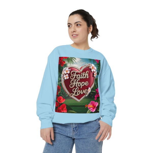 Sweatshirt Unisex our inspirational "Faith Hope Love" 'Solid Red Heart' design. Faith Apparel Gospel Fashion Jumper, Pullover - Image 29
