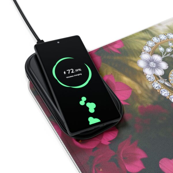 LED + Wireless Charger Gaming Mouse Pad with "Hope" 'Diamond Ring Heart' Design, Gaming Desk Accessory, Tech Gift, Home Office Gamer Essentials - Image 3