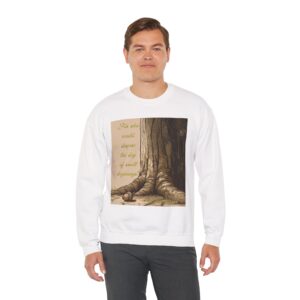 Crewneck Sweatshirt-with our inspirational 'Day of Small Beginnings' with thoughtful quote from Zech 4:10 and Acorn-Oak Tree design! Vintage Inspired Faith Apparel, Gospel Fashion Unisex Heavy