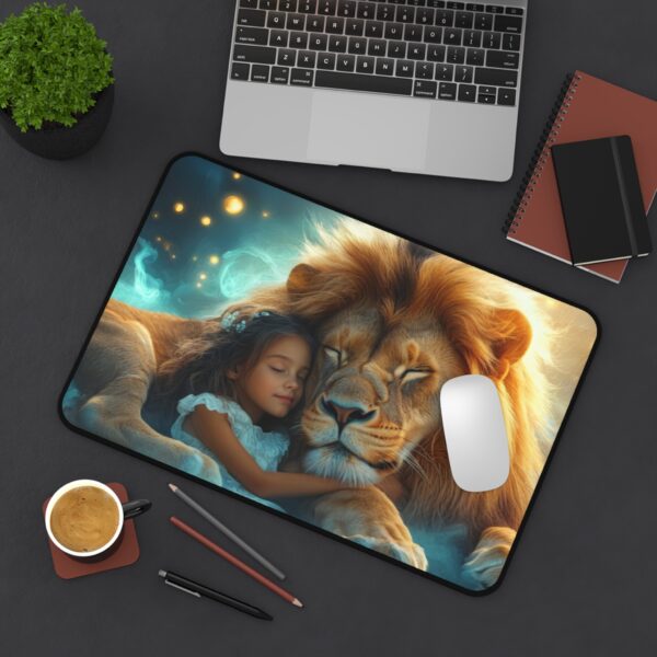 Inspirational Desk Mat 'Lucy and Lion' - Mouse Pad, Office Decor Desk Accessory, Gaming Pad, Computer Mat, Non-Slip - Image 3