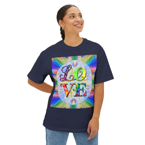 Our "Love" 'kaleidoscope' design on a Unisex Tee, Inspirational Oversized Box Tshirt, Religious Graphic Top, Travel Bible Verse Apparel - Image 18