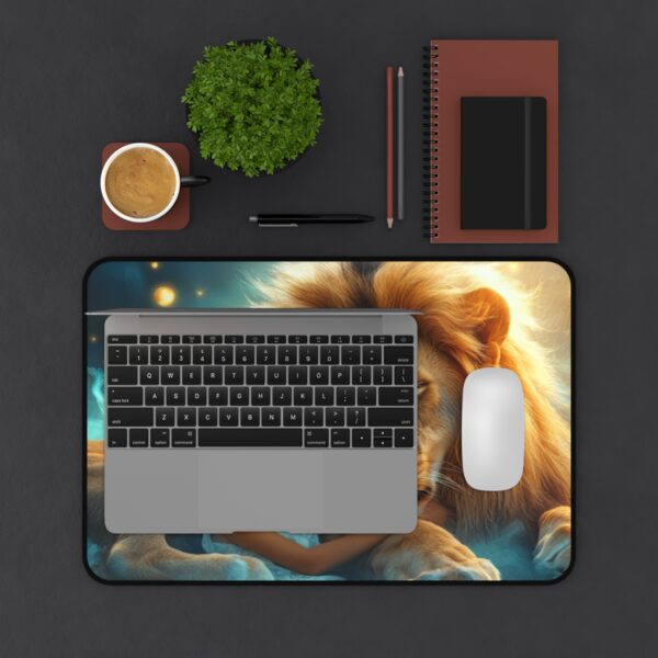 Inspirational Desk Mat 'Lucy and Lion' - Mouse Pad, Office Decor Desk Accessory, Gaming Pad, Computer Mat, Non-Slip - Image 2