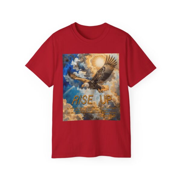 Cotton T-shirt with our "RISE UP" 'soaring eagle' design with Isaiah 40:31! Vintage Christian Faith Apparel Unisex Cotton T-Shirt, Thoughtful Quote - Image 30