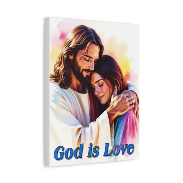 Inspirational Wall Art Canvas, "God is Love" Jesus hugging a young lady! Christian Home Decor, Uplifting Religious Gift, Faith-Based Artwork - Image 4
