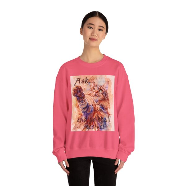 Crewneck Sweatshirt-with our "Ask ...and ye shall receive" Matt 7:7 featuring a Maine Coon Cat asking for a treat! Vintage Inspired Faith Apparel, Gospel Fashion Unisex Heavy - Image 23