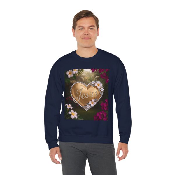 Crewneck Sweatshirt-with our inspirational "Jesus" 'Solid Gold Heart' Design!! Vintage Inspired Faith Apparel, Gospel Fashion Unisex Heavy - Image 18