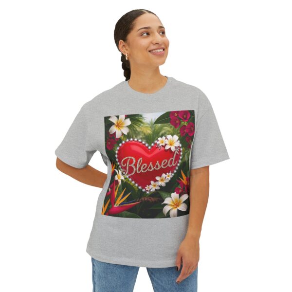 Our Inspirational "Blessed" 'Solid Red Heart' Design!! Boxy T-Shirt Christian Faith Apparel Unisex Cotton Tee, Oversized Boxy Top T-shirt - Image 10
