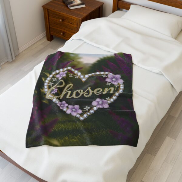 Our Beautiful "Chosen" Inspirational 'Diamond Ring Heart' design Velveteen Plush Blanket - A Cozy Gift for Anniversary, Home Decor. Throw, Bedding - Image 5