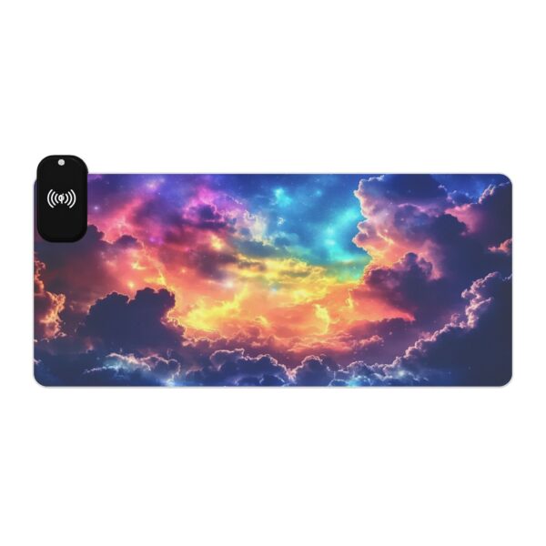 LED + Wireless Charger Gaming Mouse Pad with 'Cosmic Clouds' Design, Gaming Desk Accessory, Tech Gift, Home Office Gamer Essentials - Image 7