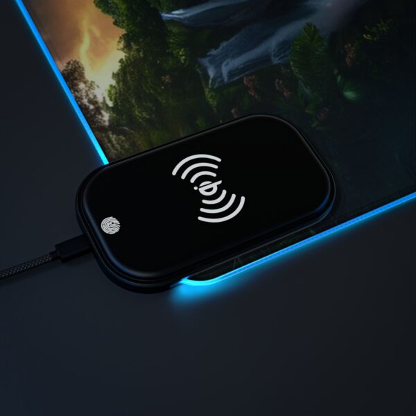 LED + Wireless Charger Gaming Mouse Pad with 'Philippine Waterfall' Design, Gaming Desk Accessory, Tech Gift, Home Office Gamer Essentials - Image 12