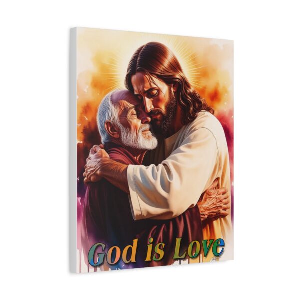 Inspirational Wall Art Canvas, "God is Love" Jesus hugging Papa! Print, Christian Home Decor, Uplifting Religious Gift, Faith-Based Artwork - Image 7