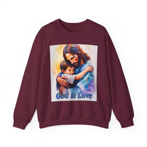 Crewneck Sweatshirt-with our "God is Love" series with Jesus hugging a young boy! Inspirational Biblical Vintage Inspired Gift - Image 11