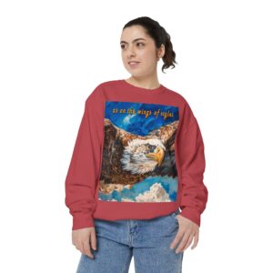 Our "as on the wings of eagles" Sweatshirt with a majestic eagle in flight. Vintage Christian Faith Apparel, Thoughtful Quote from Isaiah 40:31! Unisex Jumper, Pullover