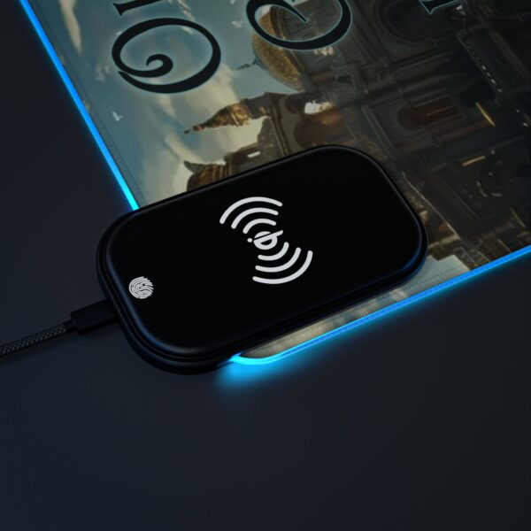 LED + Wireless Charger Gaming Mouse Pad-'Our God is a Fountain of Living Water' Design, Desk Accessory Tech Gift Home Office Essentials - Image 16