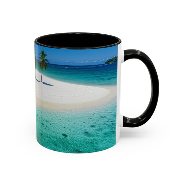 Our inspirational "Five Palm Island" Ceramic Accent Coffee Mug Design is Perfect for Wedding Gifts, Inspirational Decor - Image 2