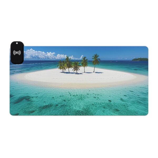 LED + wireless Charging Mouse Pad, Desk Mat, "Five Palm Island" Design, Tech Gift, Home Office Essentials Inspirational - Image 10