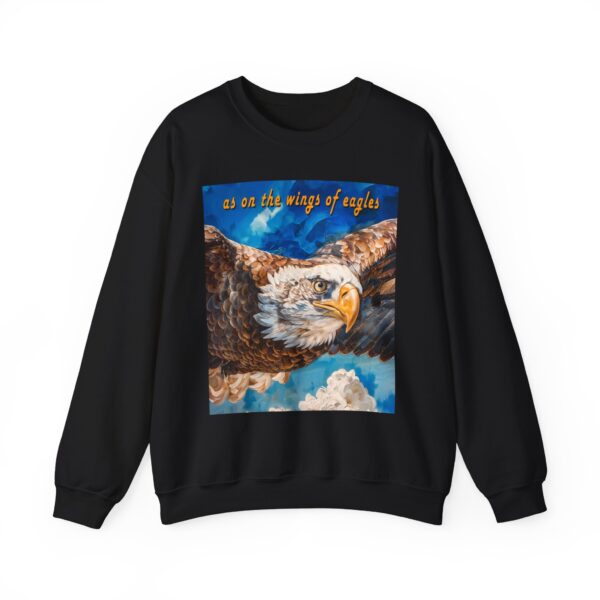 Crewneck Sweatshirt-with our "as on the wings of eagles" design with a majestic eagle in flight! Vintage Inspired Faith Apparel, Gospel Fashion Unisex Heavy Isaiah 40:31 - Image 7