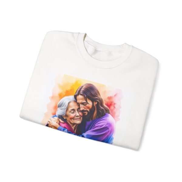 Crewneck Sweatshirt with our "God is Love" series with Jesus hugging Grandmother! Inspirational Biblical, Vintage Inspired, Gift - Image 8