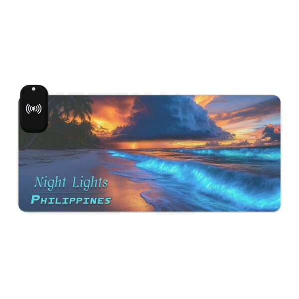 LED + Wireless Charger Gaming Mouse Pad with 'Night Lights-Philippines' Design, Gaming Desk Accessory Tech Gift Home Office Gamer Essentials - Image 7