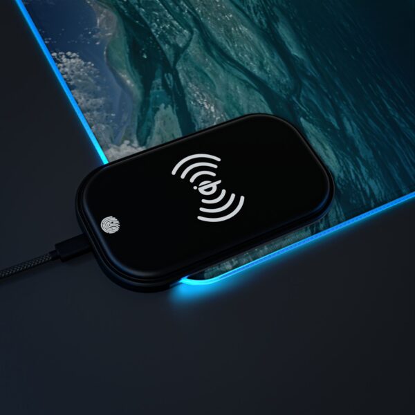 LED + Wireless Charger Gaming Mouse Pad with 'Dolphins at Rest' Design, Gaming Desk Accessory, Tech Gift, Home Office Gamer Essentials - Image 12