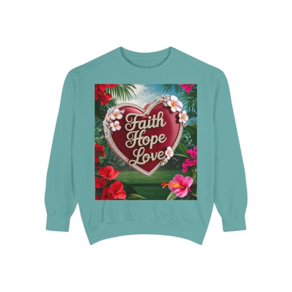 Sweatshirt Unisex our inspirational "Faith Hope Love" 'Solid Red Heart' design. Faith Apparel Gospel Fashion Jumper, Pullover - Image 20