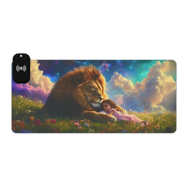 LED + wireless Charging Mouse Pad, Desk Mat, "Beth at Rest" Design, Tech Gift, Home Office Essentials Inspirational - Image 6